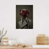 Sophisticated Vizsla in Trench Coat – Elegant ポスター (キッチン)