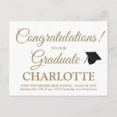 Sophisticated white gold graduation cap invite ポストカード (正面)