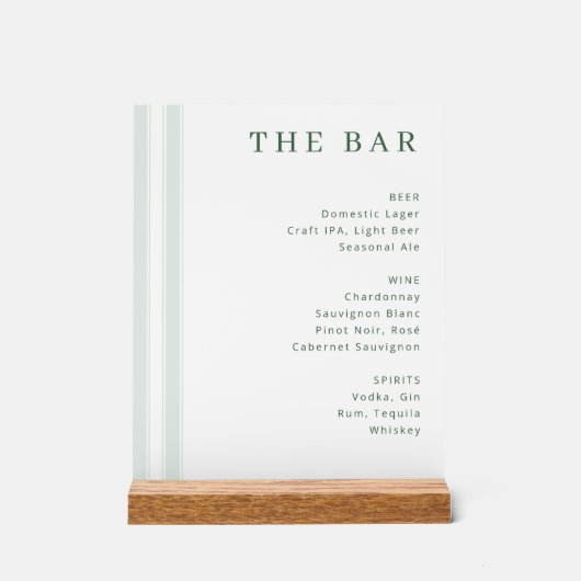 Sophisticated White Minimalist Bar Menu アクリルサイン (正面)