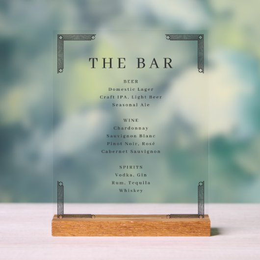 Sophisticated White Serif Bar Menu アクリルサイン (ニュートラル)