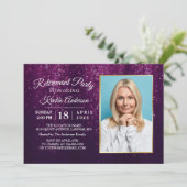 SoPurpleエレガントグリッター金ゴールド退職パーティー 招待状 (スタンド正面)