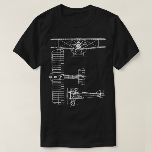 Sopwith Camel WW1飛行機Warbird Blueprint Schemati Tシャツ (デザイン正面)