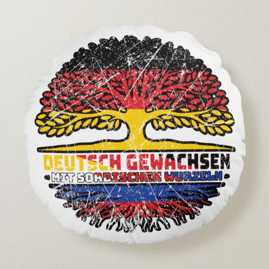 Sorben Sorbisch Deutsch Deutschland Baum Wurzel ラウンドクッション (正面)