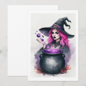 sorciere cheveux rose 招待状 (正面/裏面)