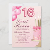 Sorprise Birthday Party 16th Birthday with Numers  招待状 (正面)