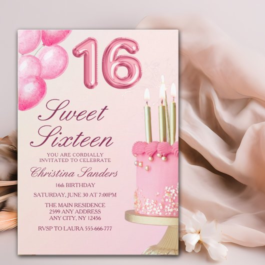 Sorprise Birthday Party 16th Birthday with Numers  招待状