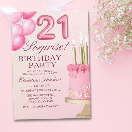 Sorprise Birthday Party 21th Birthday with Numers  招待状