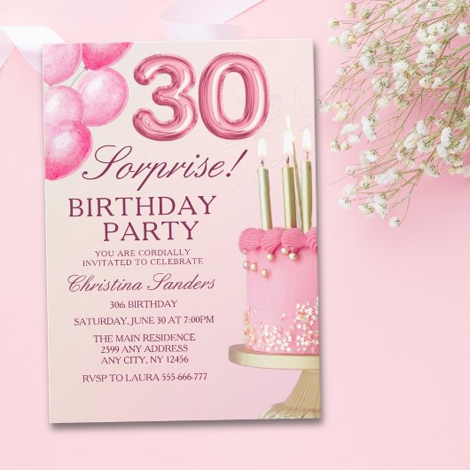 Sorprise Birthday Party 30th Birthday with Numers 招待状