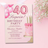 Sorprise Birthday Party 40th Birthday with Numers  招待状