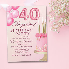 Sorprise Birthday Party 40th Birthday with Numers  招待状