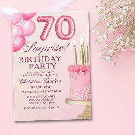 Sorprise Birthday Party 70th Birthday with Numers  招待状