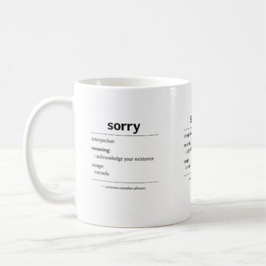 sorry – カナダでよく使われるフレーズの定義 マグカップ (左)