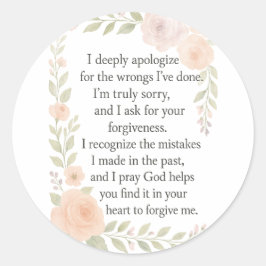 Sorry/Apology\ Forgiveness Floral ラウンドシール