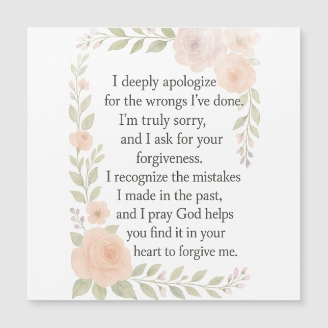 Sorry/Apology\ Forgiveness Floral Magnetic Card (正面)