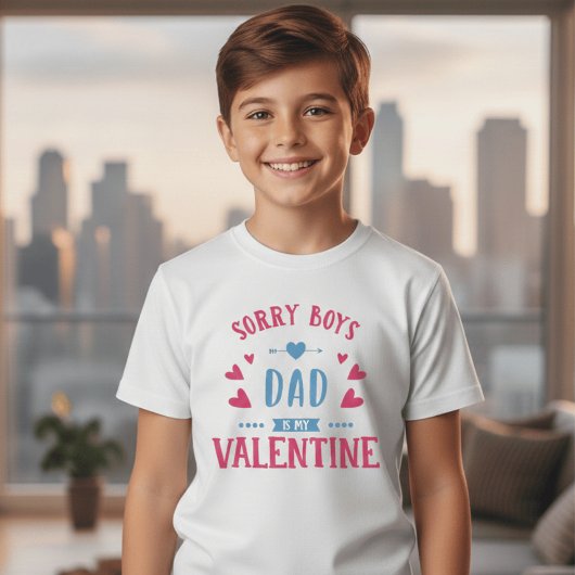 Sorry Boys Dad Is My Valentine キッズTシャツ | かわいい Tシャツ