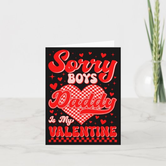 Sorry Boys Daddy Is My Valentine Checked Heart Gir カード (正面)