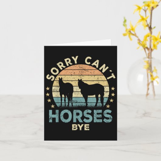 Sorry Can't Horses Bye Funny Horse  カード (黄色い花)