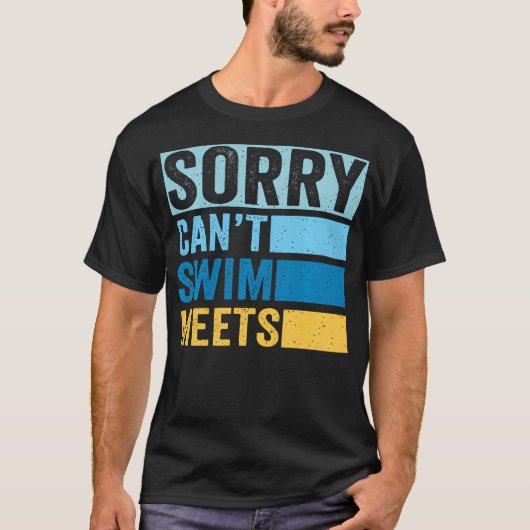 Sorry Can't Swim Meets Funny Retro Swimming Tシャツ (正面)