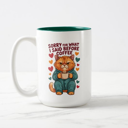 Sorry for What I Said Before Coffee ツートーンマグカップ (左)