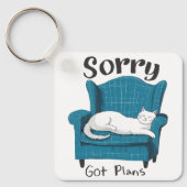 Sorry Got Plans Funny Cat Lover Gift  キーホルダー (正面)