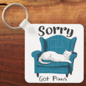 Sorry Got Plans Funny Cat Lover Gift  キーホルダー (正面)
