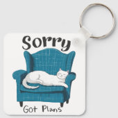Sorry Got Plans Funny Cat Lover Gift  キーホルダー (裏面)