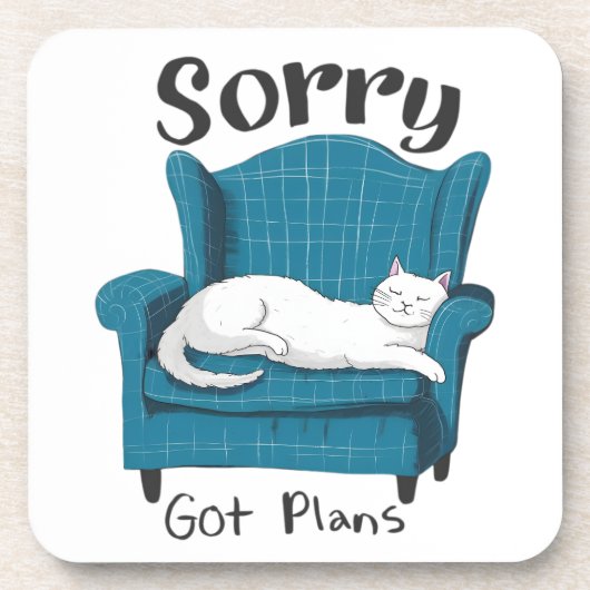 Sorry Got Plans Funny Cat Lover Gift  コースター (正面)