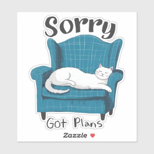 Sorry Got Plans Funny Cat Lover Gift  シール (シート)