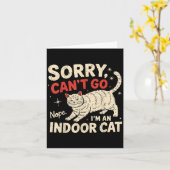 Sorry I Can't Go I'm An Indoor Cat Funny Introvert カード (黄色い花)