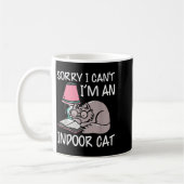 Sorry I Can't I'm An Indoor Cat Book Lovers Readin コーヒーマグカップ (左)
