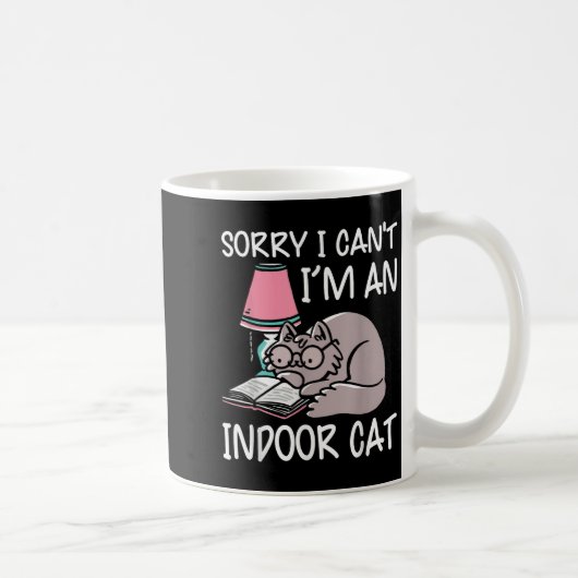 Sorry I Can't I'm An Indoor Cat Book Lovers Readin コーヒーマグカップ (右)