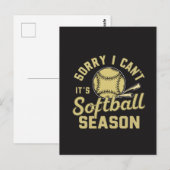 Sorry I Can't It's Softball Season Quote ポストカード (正面/裏面)