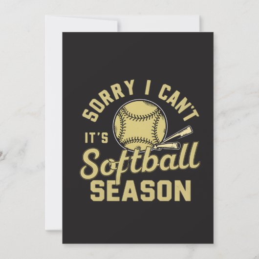 Sorry I Can't It's Softball Season Quote 招待状 (正面)