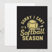 Sorry I Can't It's Softball Season Quote 招待状 (正面/裏面)