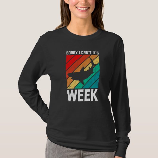 Sorry I Can't it's Week  Shark Kids Men Women Vint Tシャツ (正面)