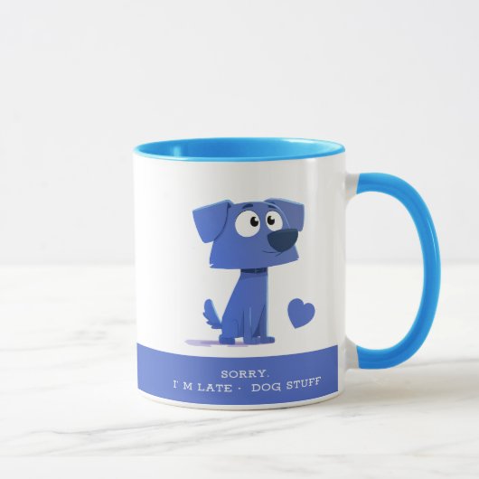 Sorry I’m Late Dog Stuff Mug – Cute Pup Illustrati マグカップ (右)