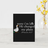 Sorry I'm Late Funny Goose Christian Bible Verse F カード (黄色い花)