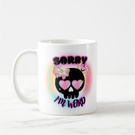 Sorry I'm Weird Cute Goth Skull Sticker Style Mug  コーヒーマグカップ