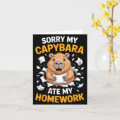 Sorry My Capybara Ate My Homework Funny Rodent  カード (黄色い花)