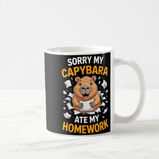 Sorry My Capybara Ate My Homework Funny Rodent コーヒーマグカップ (右)