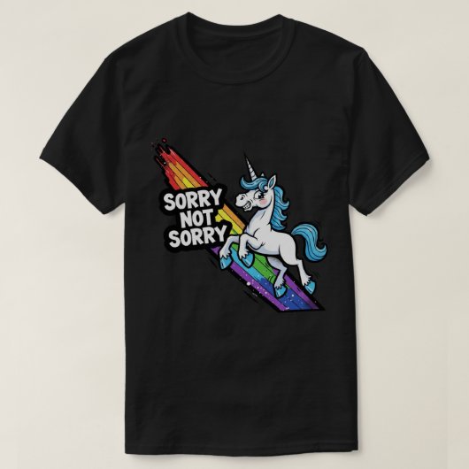 Sorry not Sorry ユニコーン ダークTシャツ Tシャツ (デザイン正面)