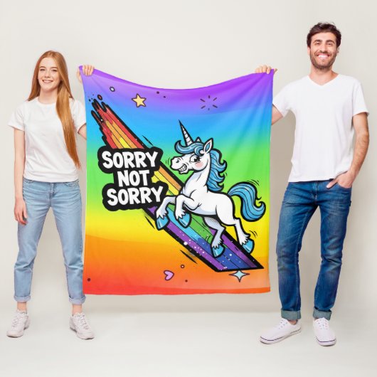 Sorry Not Sorry ユニコーン フリースブランケット (インサイチュ)