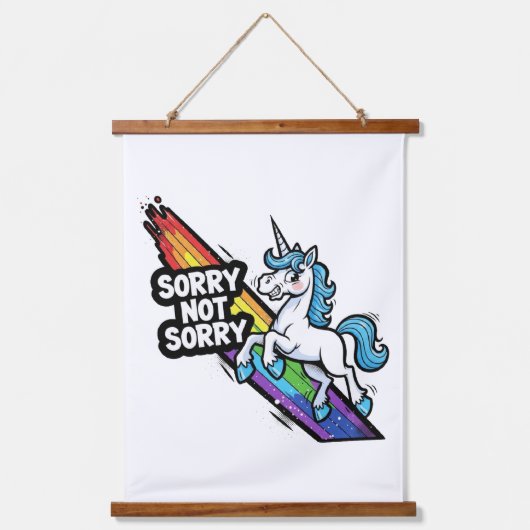 Sorry not Sorry ユニコーン 吊り下げ型タペストリー (正面)