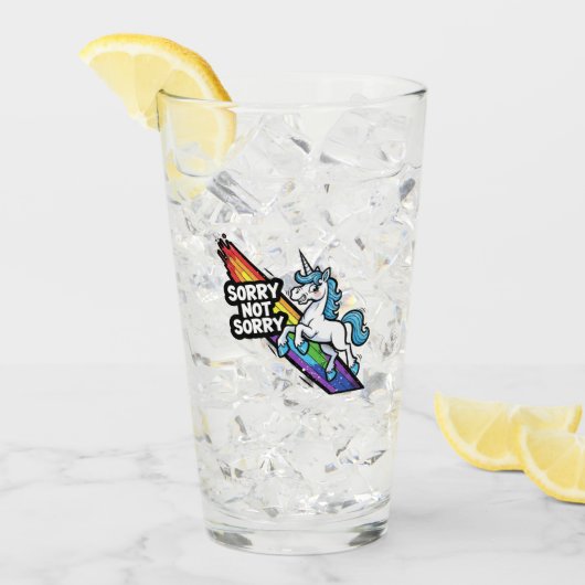 Sorry not Sorry Unicorn Glass Cup タンブラーグラス (アイス正面)