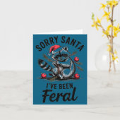 Sorry Santa I’ve Been Feral Funny Raccoon Christma カード (黄色い花)