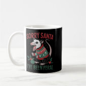 Sorry Santa I've Been Feral Funny Feral Ossum Chri コーヒーマグカップ (左)