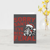 Sorry Santa I've Been Feral Fuuny Christmas Mens W カード (黄色い花)
