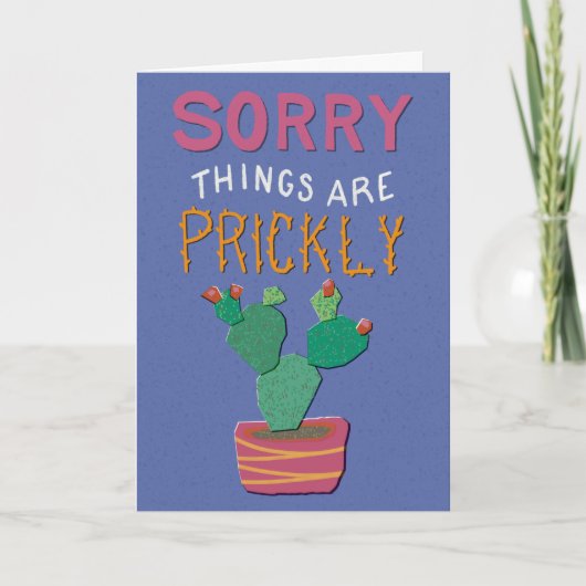 Sorry Things Are Prickly Cactus Get Well カード (正面)