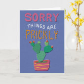 Sorry Things Are Prickly Cactus Get Well カード (黄色い花)