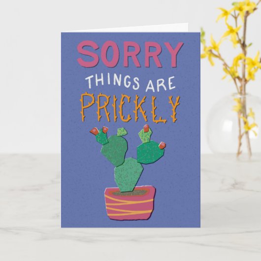 Sorry Things Are Prickly Cactus Get Well カード (黄色い花)